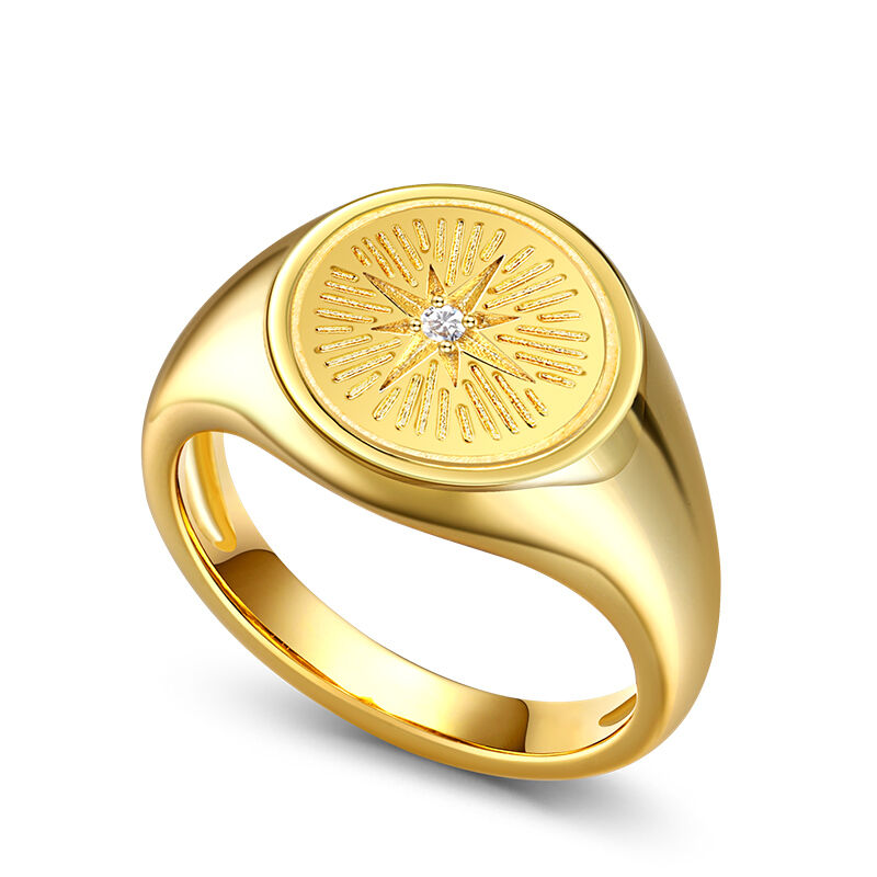 Jeulia Round Star Signet Sterling Silver Ring