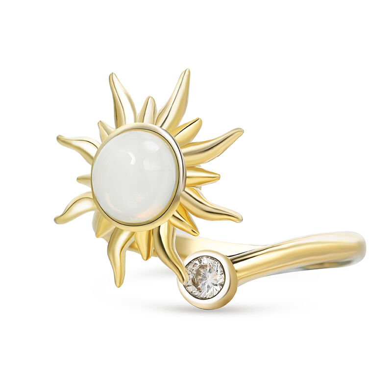 Jeulia "Sunrise Always" Moonstone Sterling Silver Rotating Soothe Open Ring