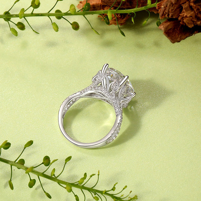 Jeulia Leaf Twist Oval Engagement Ring Sterling Silver