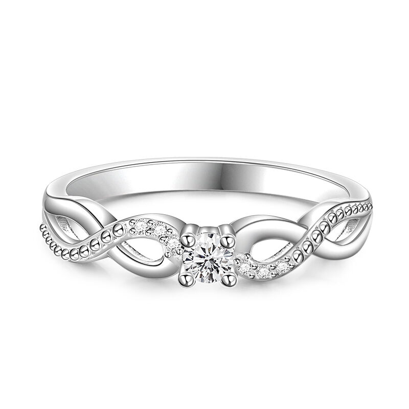 Jeulia Round Solitaire Infinity Ring Twist Design Sterling Silver