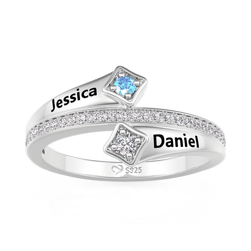 Jeulia Custom Name Round Cut Birthstone Ring