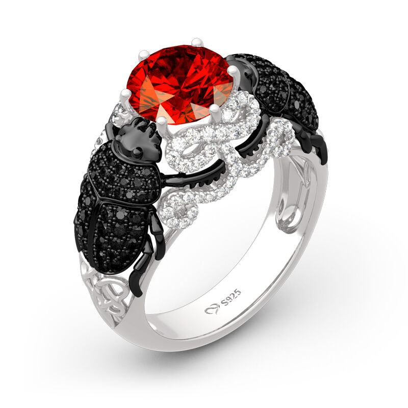 جوليا خاتم قطع دائري الفضة الإسترليني بتصميم الجعران "سحر الحشرات"