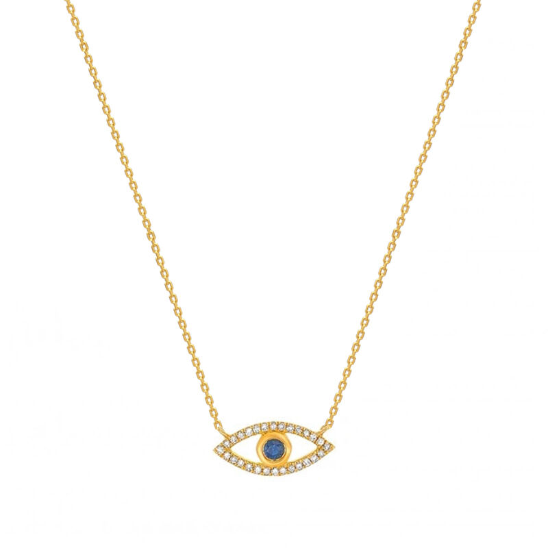 Jeulia "Evil Eye" Round Cut Sterling Silver Necklace