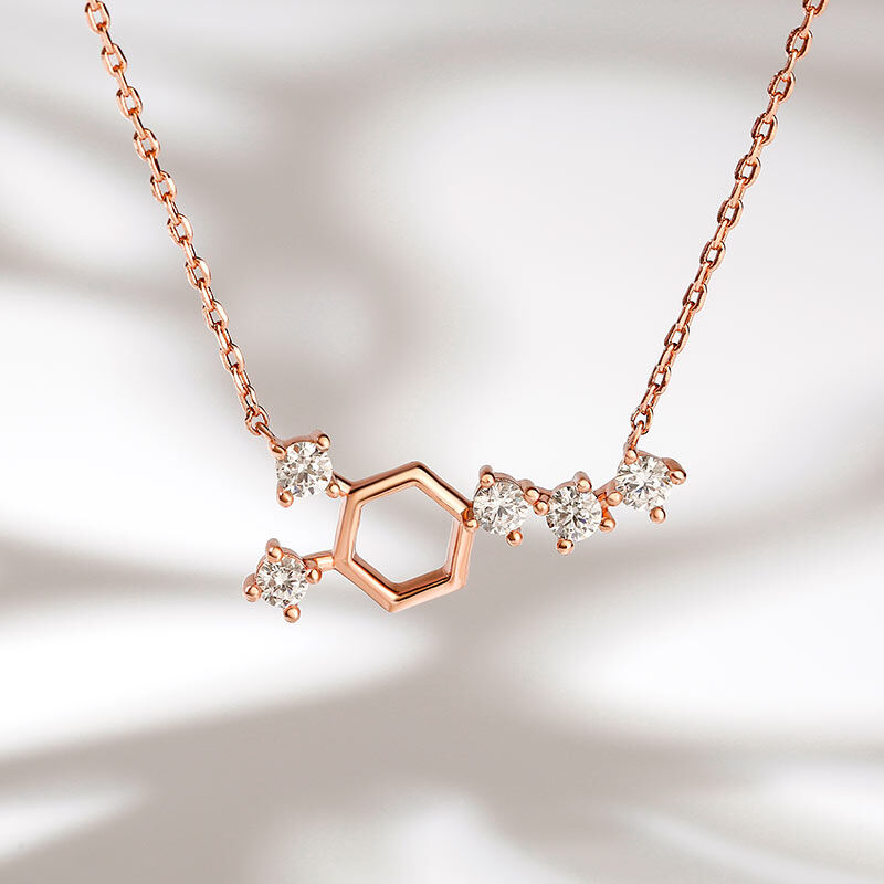 Jeulia Collar molecular de estructura química hexagonal de plata esterlina