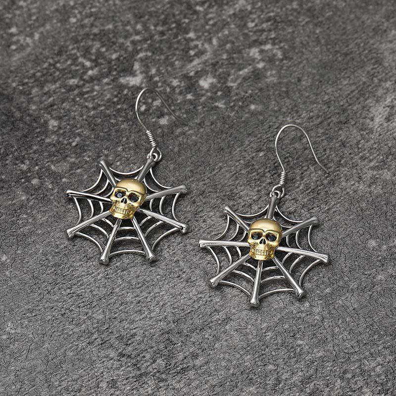 Jeulia Orecchini con Teschio e Ragnatela in Argento Sterling