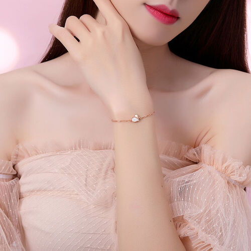 Jeulia Mother of Pearl Half  Heart Sterling Silver Bracelet