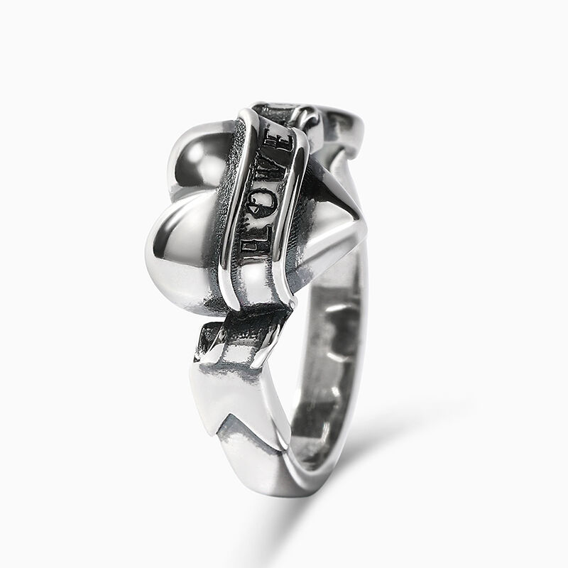Jeulia "Carved Love" Heart Design Sterling Silver Ring