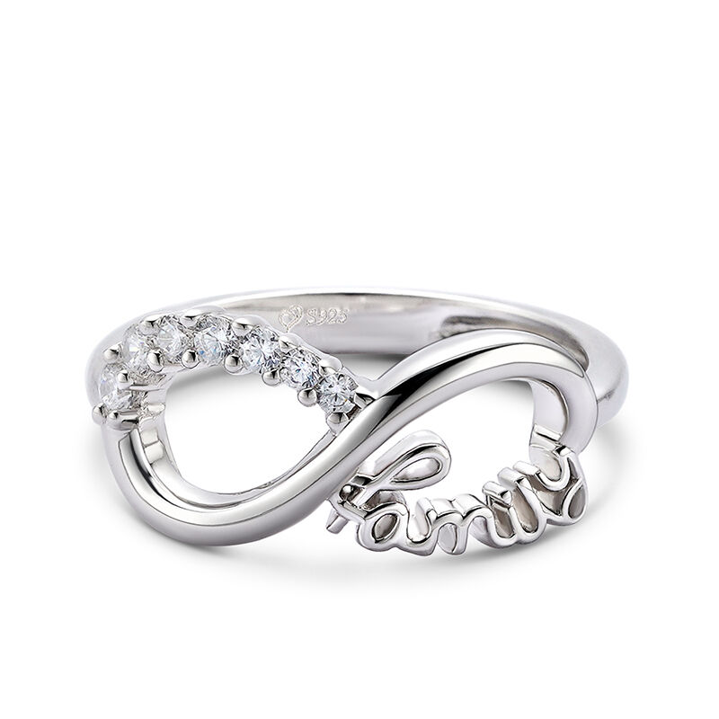 Jeulia "Family" Infinity Design Round Cut Sterling Silver Ring
