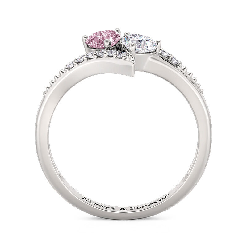 Jeulia "Heart to Heart" Custom Engagement Ring with Birthstone and Engraving