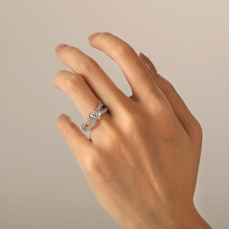 Jeulia Hjärta Knut Sterling Silver Ring för Kvinnor