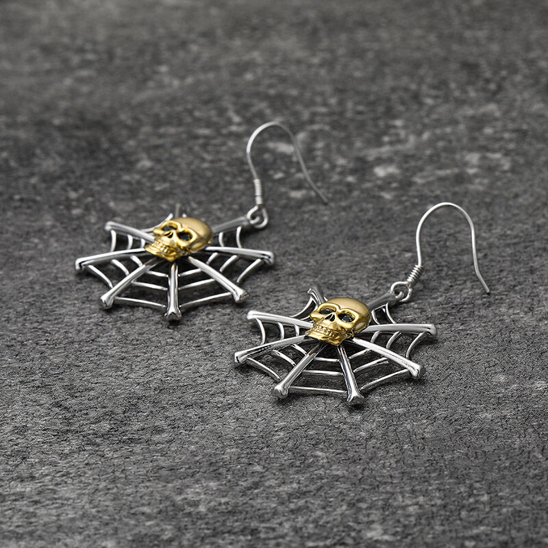 Jeulia Orecchini con Teschio e Ragnatela in Argento Sterling
