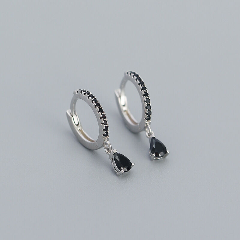 Jeulia "Black Tale" Pear Cut Sterling Silver Earrings