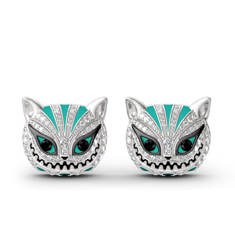Jeulia "Grinning Like a Cheshire Cat" Sterling Silber Enamel Ohrringe
