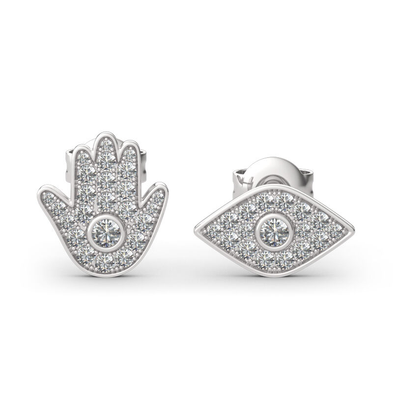 JERWLI Bracciale In Argento Sterling 925 Con Occhio Evil Eye E Hamsa A Strati - Portafortuna, Regalo Per Lei