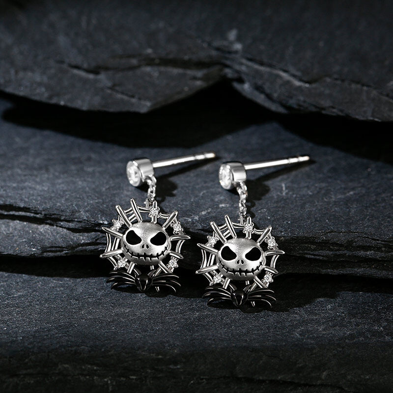 Jeulia "Pumpkin King" Skull Design Sterling Silver Dangle Earrings