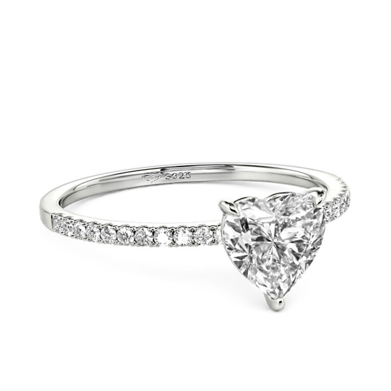 Jeulia Heart Cut Sterling Silver Engagement Ring