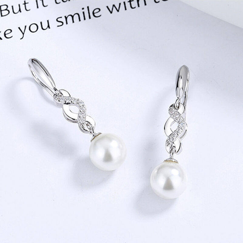 Jeulia Intertwined Design Pearl Sterling Silver Drop Earrings