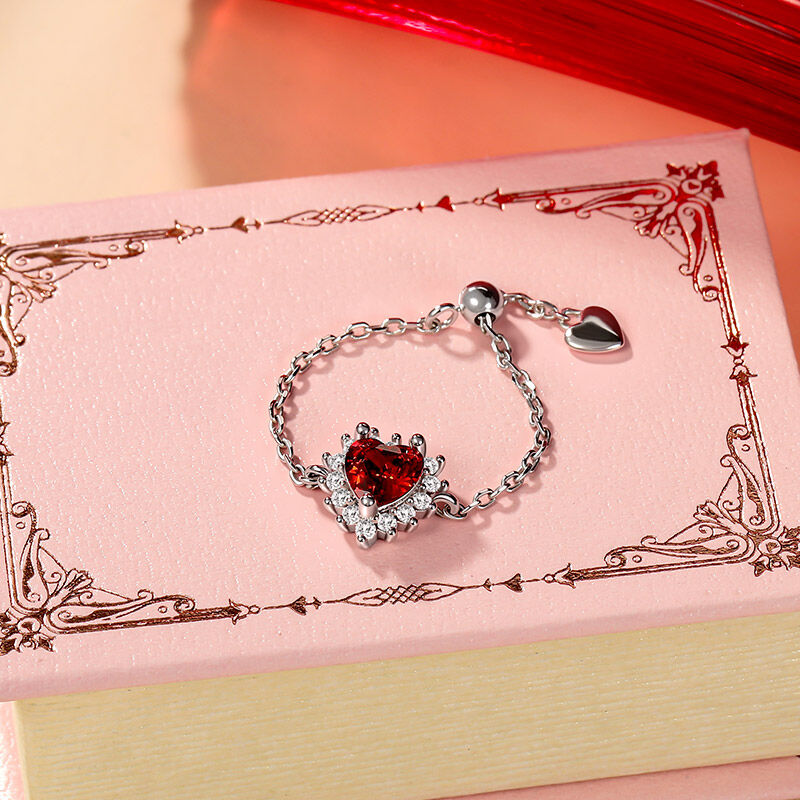 Jeulia Anello a Cuore Personalizzato con Alone Regolabile