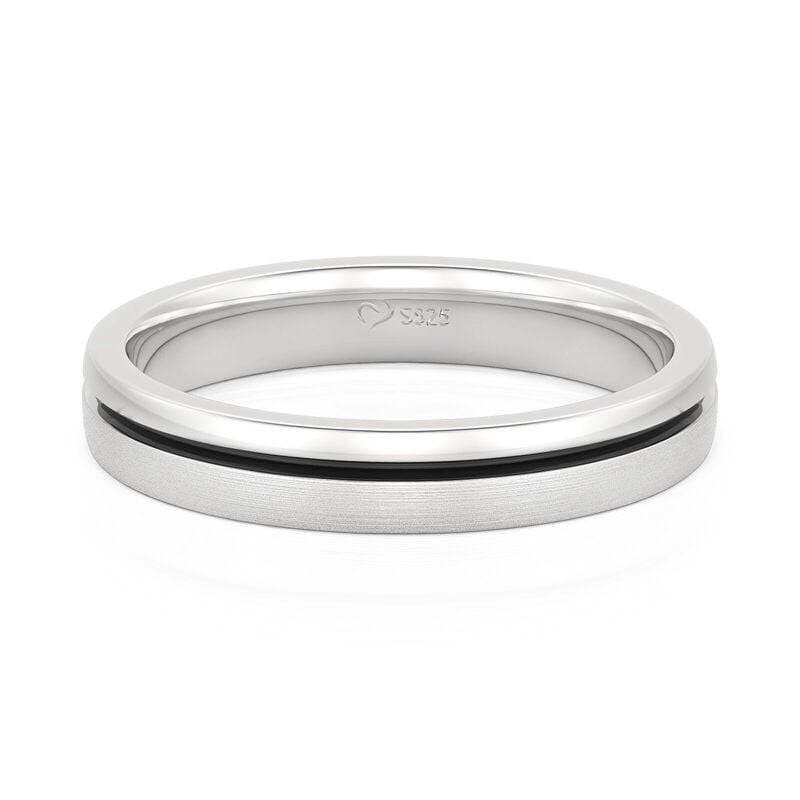 Jeulia Two Tone Brushed and Polished Finish Men's Wedding Band