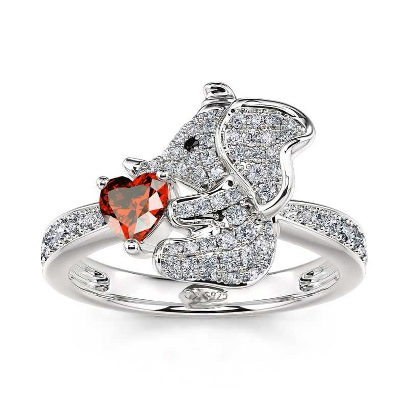 Jeulia Hug Me "Endearing Elephant" Heart Cut Sterling Silver Ring