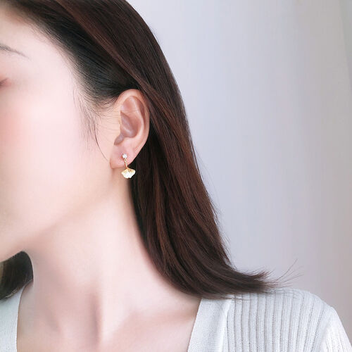 Jeulia Ginkgo Biloba Round Cut Sterling Silver Earrings
