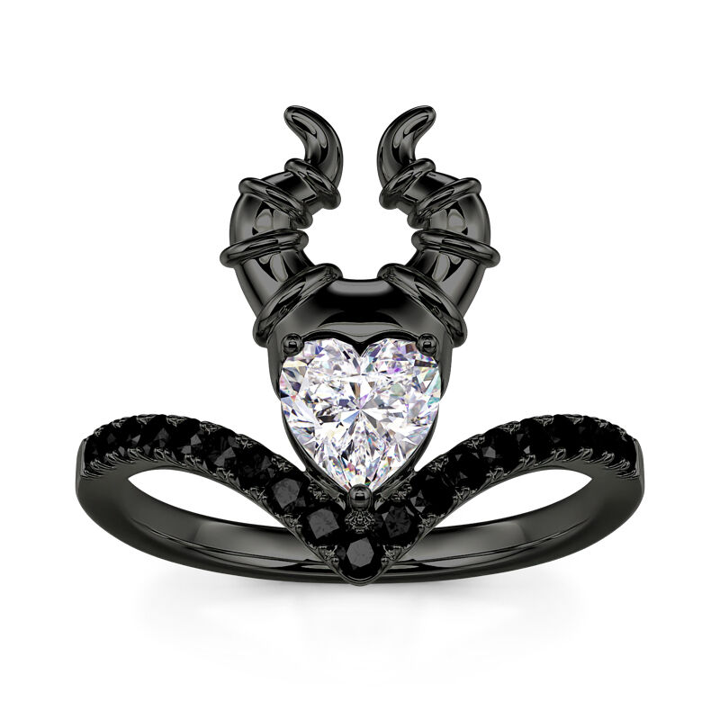 Jeulia "My Godmother" Heart Cut Black Sterling Silver Ring