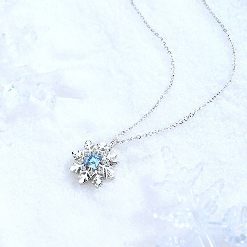 Jeulia Rotating Snowflake Sterling Silver Necklace