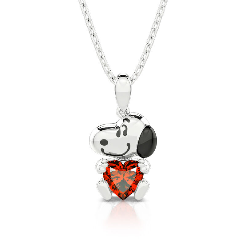Jeulia Hug Me "Live in The Present" Puppy Heart Cut Sterling Silver Necklace