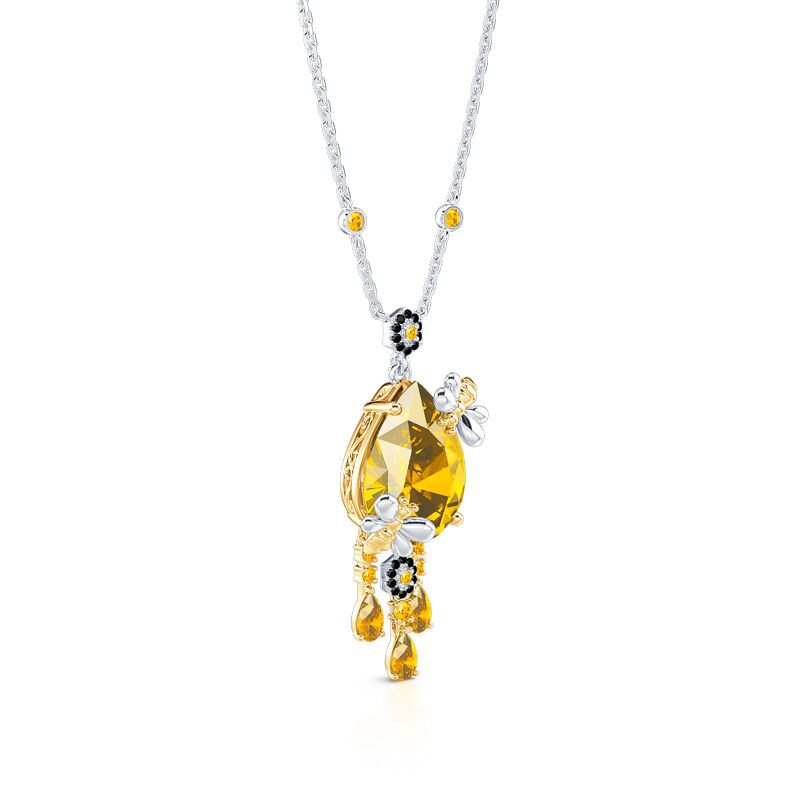 Jeulia "Honig sammeln" Biene Birnenschliff Sterling Silber Halskette