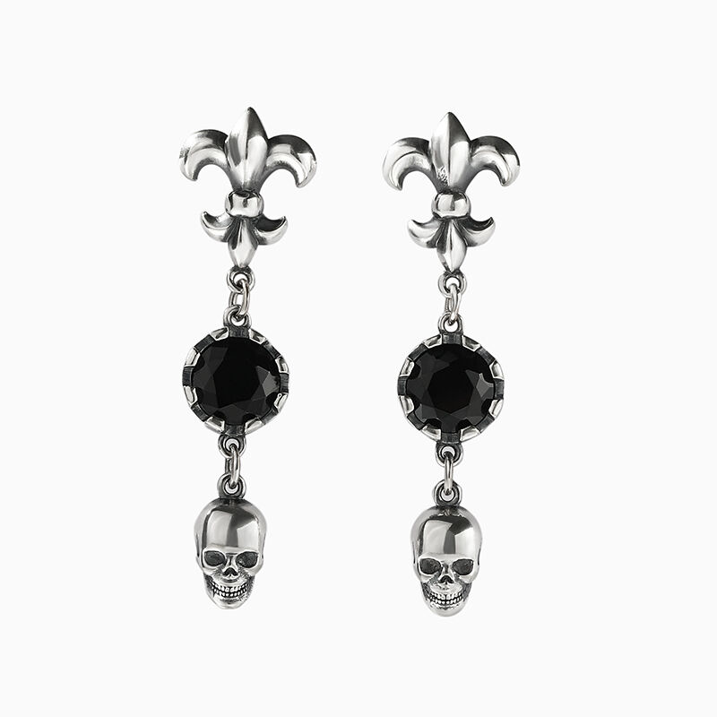 Jeulia "Iris & Skull" Round Cut Sterling Silver Earrings