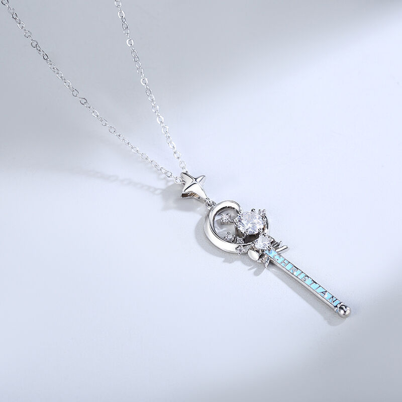 Jeulia "Magic Wand" Personalized Sterling Silver Necklace
