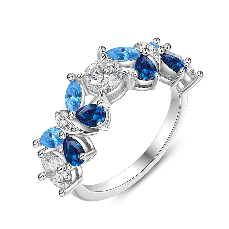 Jeulia "Stilly Beauty" Blue Butterfly Ring Sterling Silver