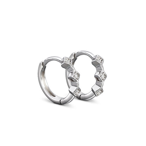 Jeulia "Geometric Candy" Sterling Silver Hoop Earrings