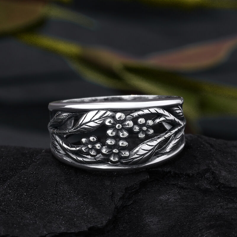 Jeulia "Flowers with Branches" Sterling Silver Ring