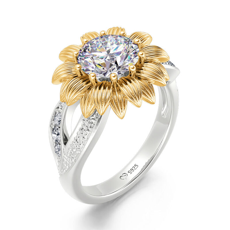 Jeulia Daisy Round Cut Sterling Silver Ring