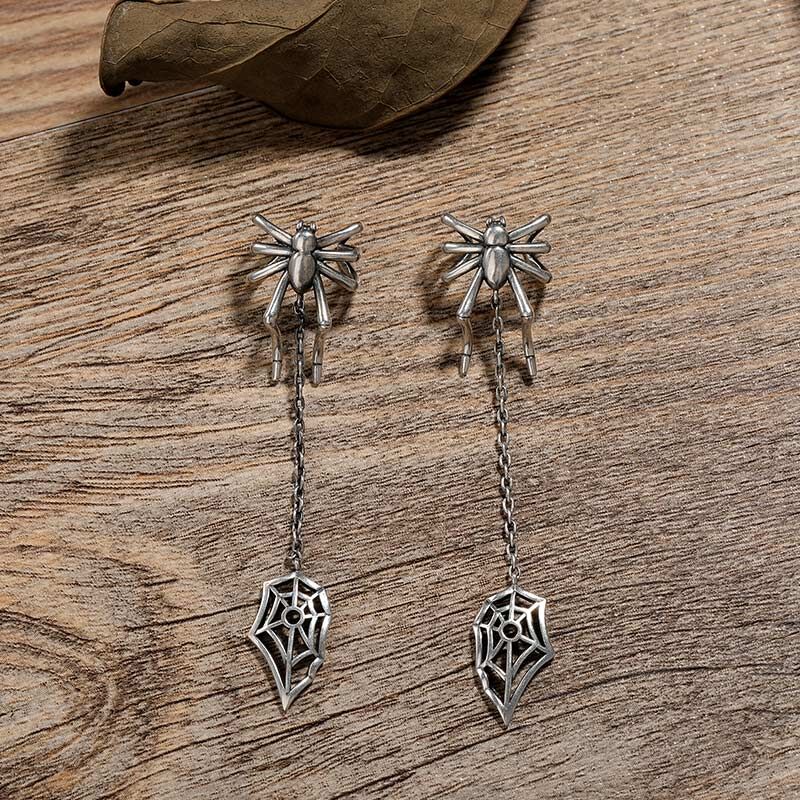 Jeulia "Spider Web" Sterling Silver Drop Earrings