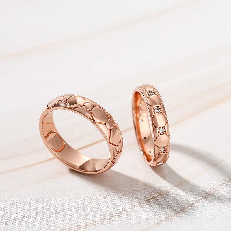 Jeulia "Eternal Love" Rose Gold Tone Sterling Silver Couple Rings