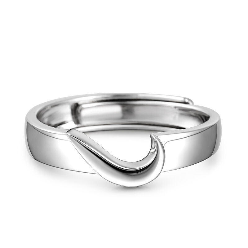 جوليا خاتم رجالي من الفضة الإسترليني نصف قلب قابل للتعديل "الحب الحقيقي"
