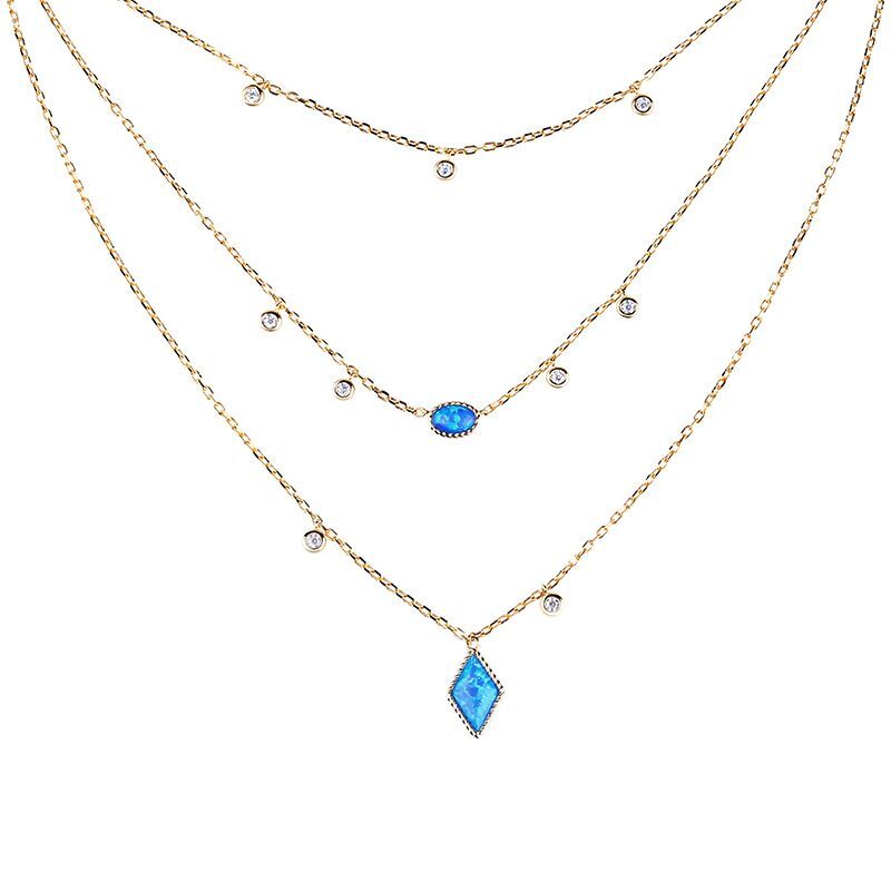 Jeulia Geometry Opal Sterling Silver Jewelry Set