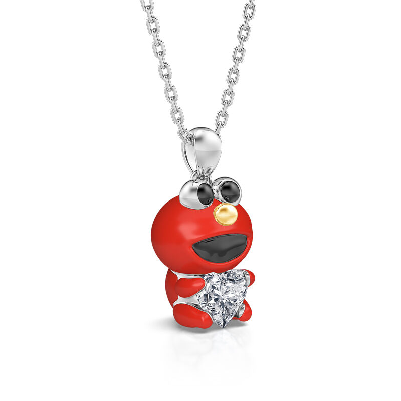 Jeulia Hug Me "Cookie Monster" Heart Cut Sterling Silver Necklace