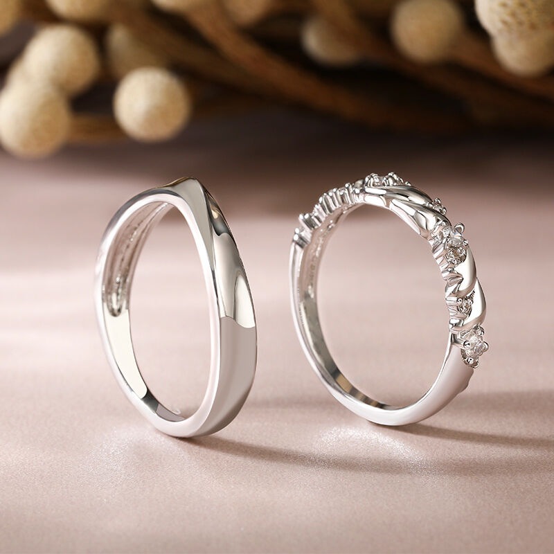 Jeulia "Sweetheart" Sterling Silver Couple Rings