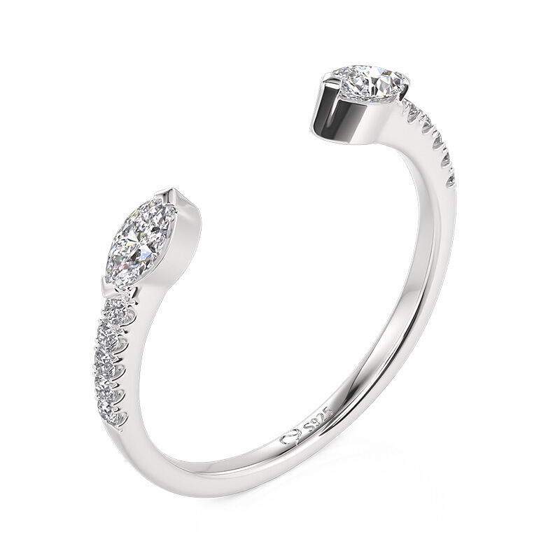 Jeulia Simple Open Stackable Women Wedding Ring with Pave Set Band