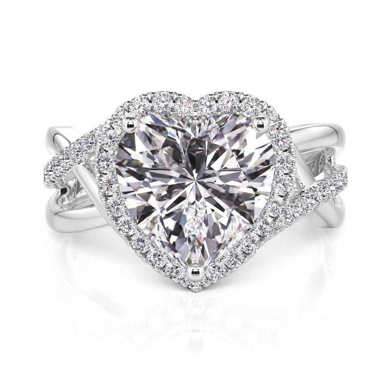 Jeulia Halo Twist Heart Engagement Ring Sterling Silver