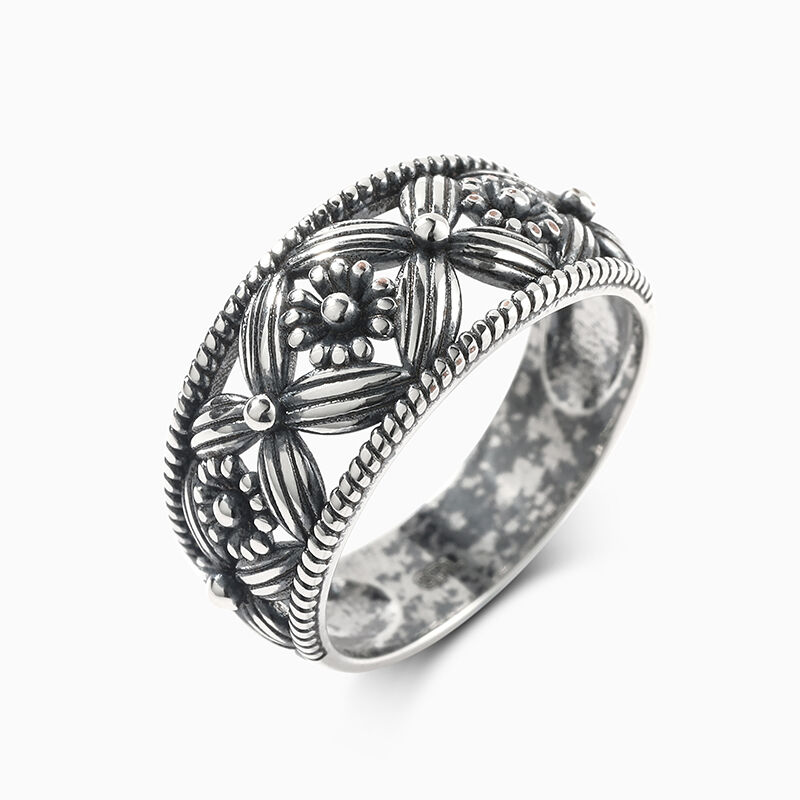 جوليا خاتم السيدات زهرة متفتحة من الفضة الإسترليني