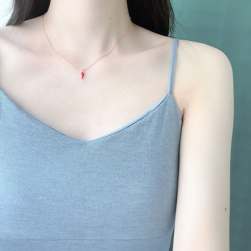 Jeulia Red Small Pepper Pendant Necklace