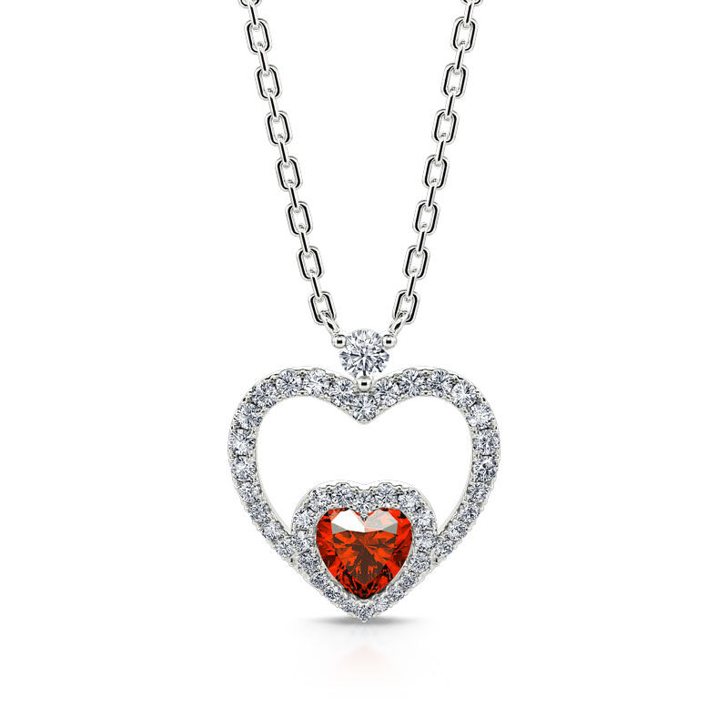 Jeulia "Brilliance Love" Heart Cut Sterling Silver Necklace