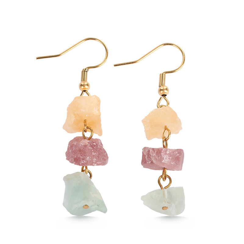 Jeulia "Surrounded by Love" Irregular Raw Crystal Drop Earrings