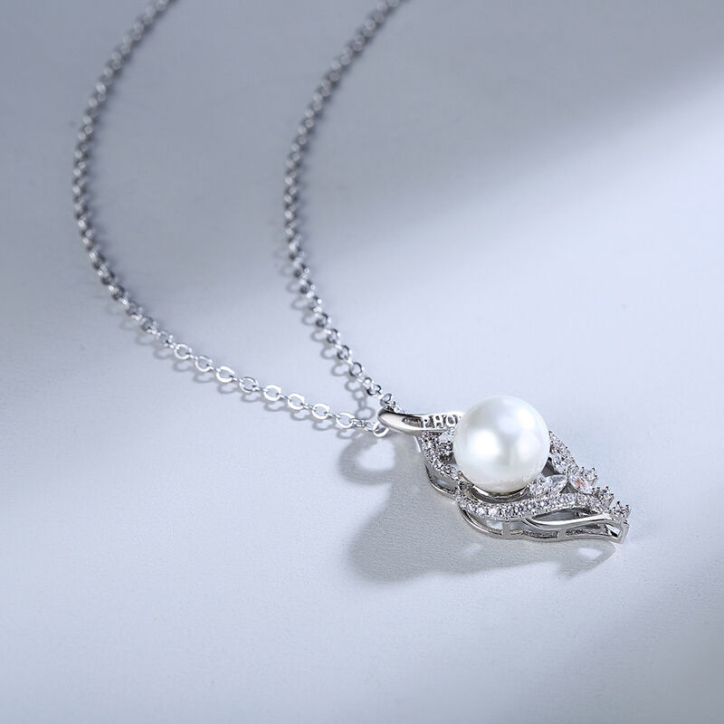 Jeulia "Wonderful Fate" Perle Personalisierte Sterling Silber Halskette