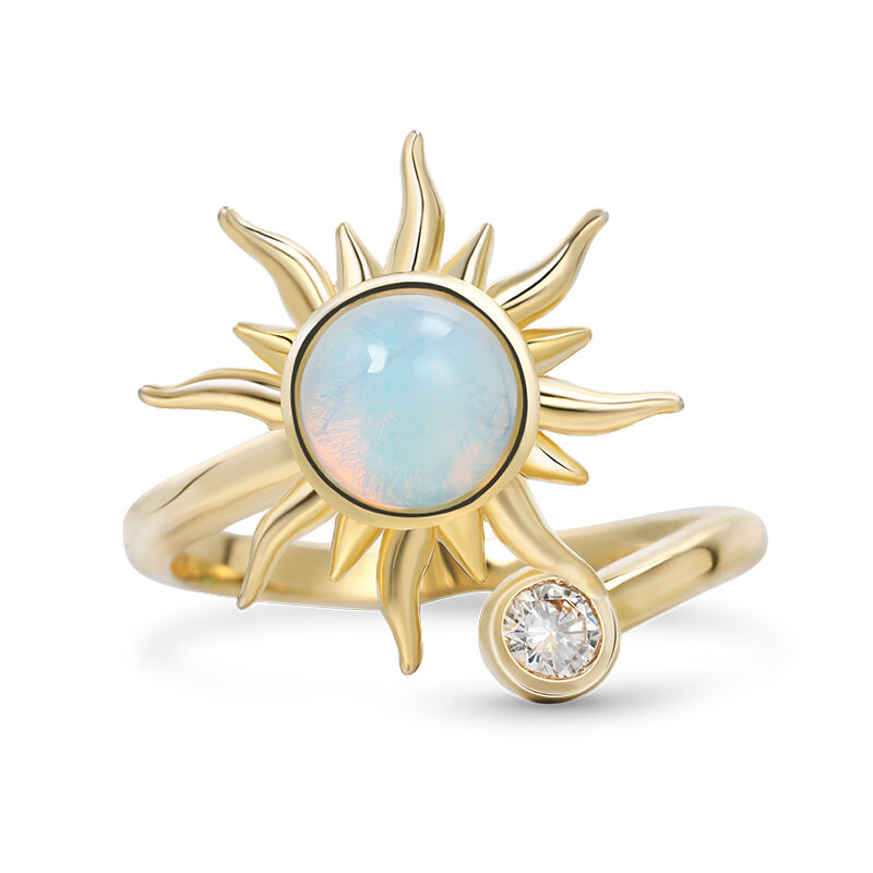 Jeulia "Sunrise Always" Moonstone Sterling Silver Rotating Soothe Open Ring