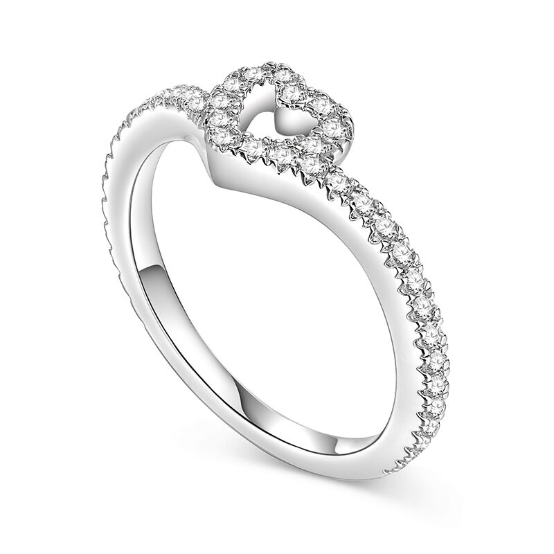 Jeulia "Connect Soul" Heart Promise Ring Silver Twist Design